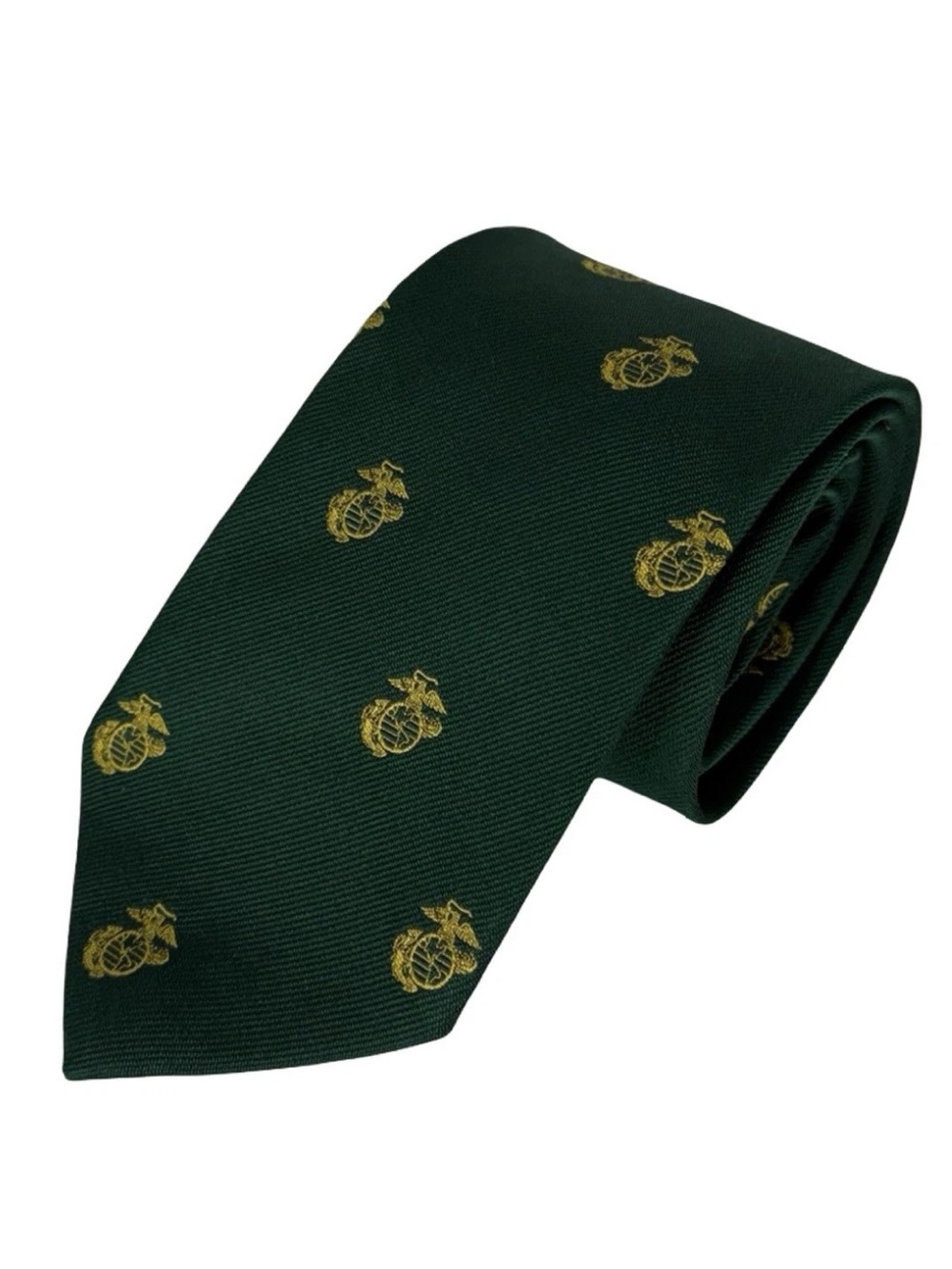Vintage Ben Silver USMC Marine Corps Crested Green Silk Tie